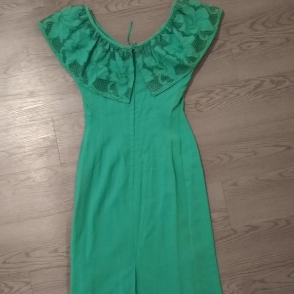 RARE 50s 60s mod Edith Flagg Dress sz XS/S/M vintage midi wiggle lace sheath vtg - Picture 1 of 5